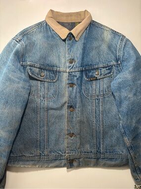 Vintage Stormrider mustang blanket lined distressed dirt washed Jean jacket